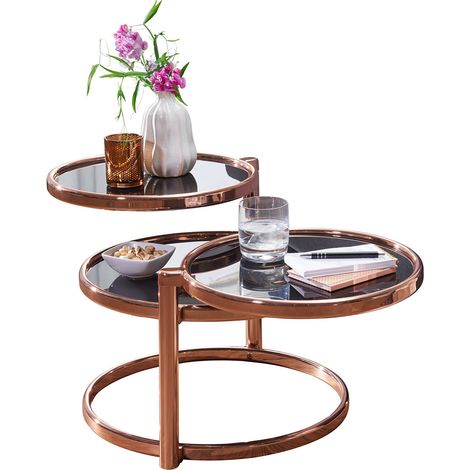 Design Wohnzimmertisch Glas / Metall, Loungetisch B/H/T ca. 58/43/58cm