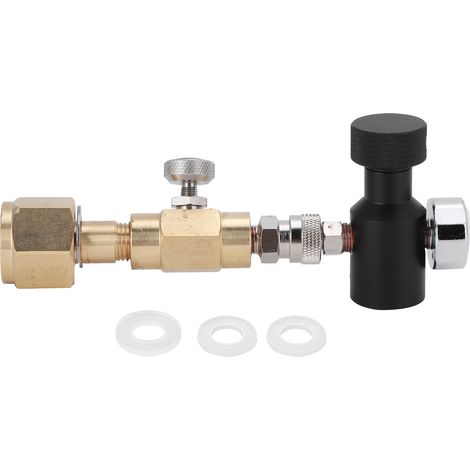 Nachfülladapter für CO2-Zylinder aus Messing mit Sicherheitsventil, 1500-PSI-Manometer und CGA320-Anschluss (1/5)