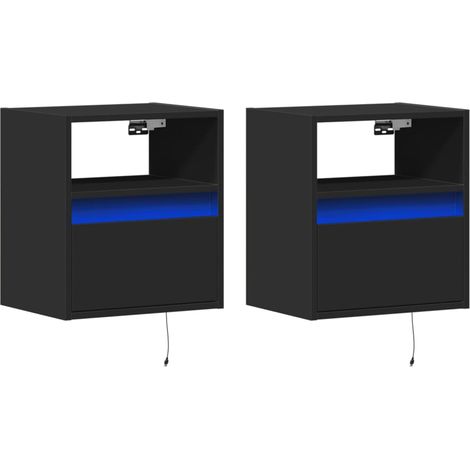 Mobili TV a parete scaffale per televisione multimediale credenza televisione sala da pranzo soggiorno camera da letto con luci a LED 2 pezzi 41 x 31 x 45 cm nero 020029107