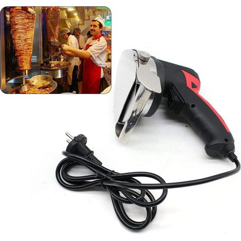 Spuntino professionale elettrico con larghezza di taglio regolabile, per destrimani e mancini, coltello elettrico per tagliare kebab carne (nero+rosso)