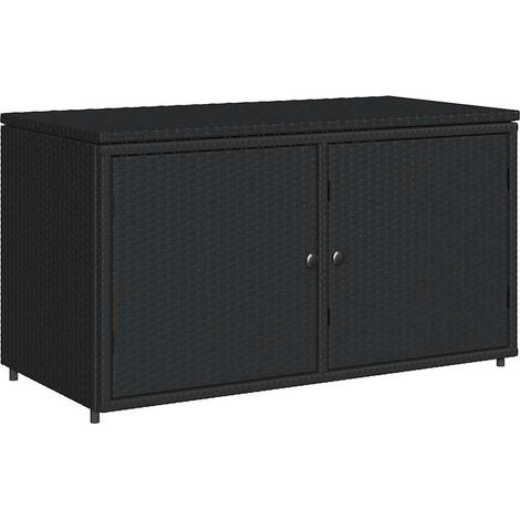 Armoire de rangement jardin noir 110x55x60,5 cm résine tressée