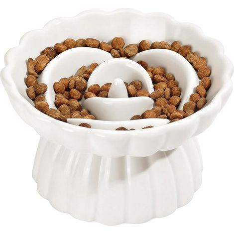 Ciotola anti-eccesso di cibo per gatti, rialzata, per mangiatori lenti, cibo umido, ottima resistenza allo scivolamento, facile da pulire, ciotola anti-eccesso di cibo per (1/5)