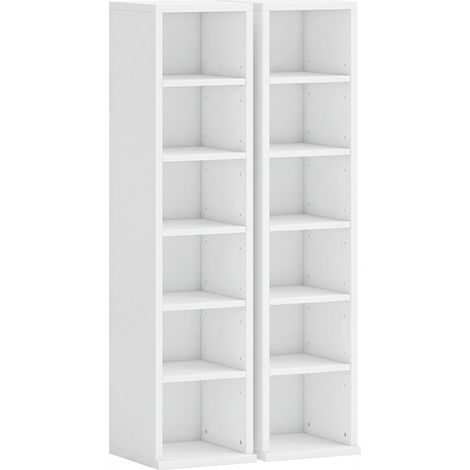 Étagère de Rangement Calyra pour CD et DVD 12 Compartiments Blanc Élégant et Moderne (1/5)