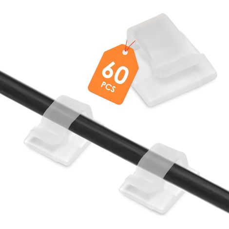 Haken für Deko selbstklebend transparent klein - 60 Stück - Mini Klebehaken Kabel Clips für Lichterketten ohne Bohren