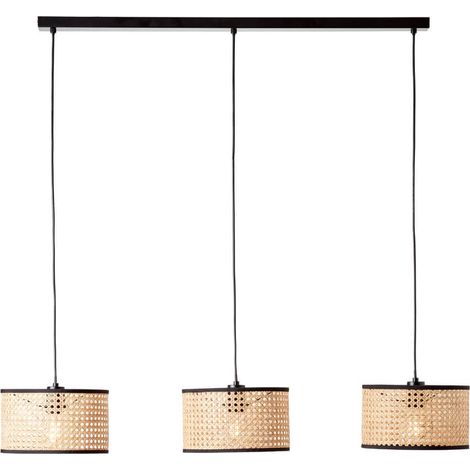 BRILLIANT lampe, suspension Wiley 3-flammes noir / couleur bois, 3x A60, E27, 60W, câble peut être raccourci / réglable en hauteur (1/3)