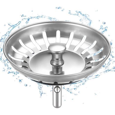 Bouchon d'Evier de Cuisine 82 mm - épaissi Acier Inoxydable Panier pour Bonde Evier Cuisine - Filtre Evier Cuisine Anti Colmatage avec Attrape Cheveux et Filtre pour éviers de Cuisine (1/5)