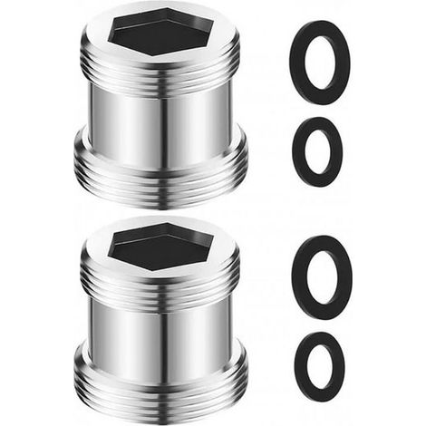 Schlauchadapter 2er-Pack M20-auf-M22-Wasserhahnadapter mit Gummidichtung aus Messing (1/5)