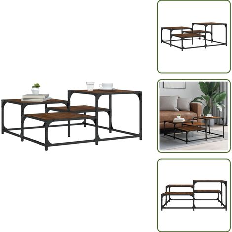 The Living Store Couchtisch Braun Eichen-Optik 87,5x87,5x40 cm Holzwerkstoff - Wohnzimmermöbel (1/5)