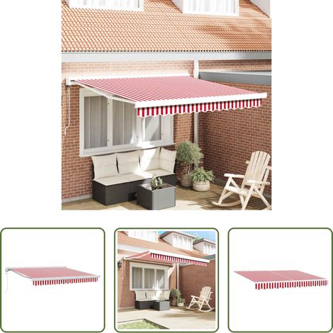 Store rétractable - Auvent Rouge et Blanc 300 x 250 x 165 cm Polyester et Aluminium (1/5)