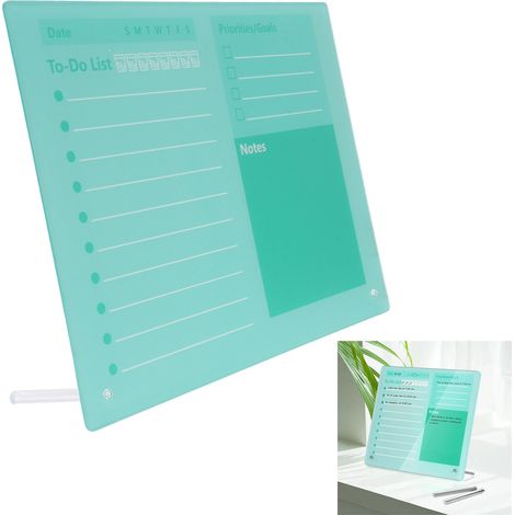 Planche d'Organisation Effaçable à Sec en Acrylique Calendrier Desktop avec 2 Planches 40x30cm Vert Bureau Maison École (1/5)