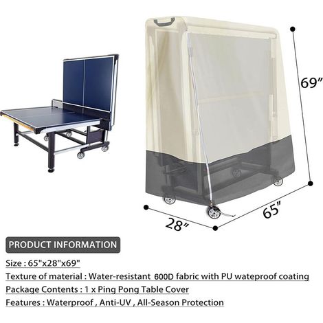 Table Tennis Table Cover Waterproof Indoor Outdoor Table Tennis Table Cover Waterproof Cover for Ping Pong Table 165x71x175cm (1/4)