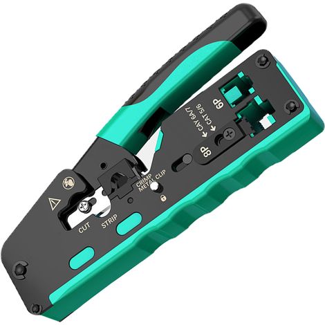 Pince à sertir professionnelle RJ45 (verte), pour connecteurs modulaires à sertir droit. (1/5)