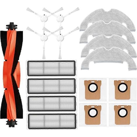 Pièces de rechange pour aspirateur robot Xiaomi X10 : brosse principale, brosse latérale, filtre HEPA, lingette de nettoyage et sacs à poussière. (1/5)