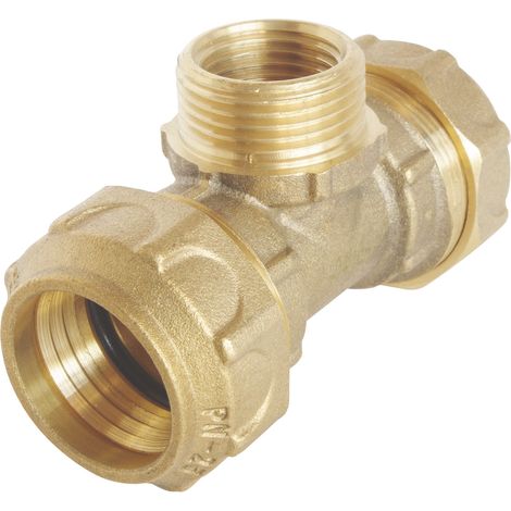 Raccord laiton Té Mâle 3/4" au centre Serrage Extérieur pour tube PE Ø25 mm (1/2)