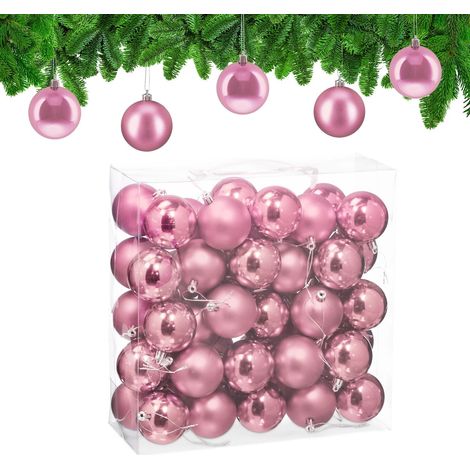 Juego de 50 adornos navideños para árbol de Navidad, acabado mate y brillante