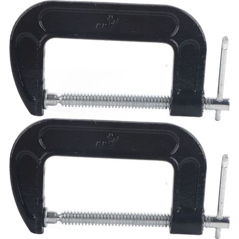 Abrazadera tipo C en forma de G para carpintería, fabricada en acero maleable, herramienta de fijación de resistencia industrial, 2 unidades (1/5)