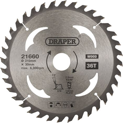 TCT Circular Saw Blade for Wood, 210 x 30mm, 36T (21660) (1/5)