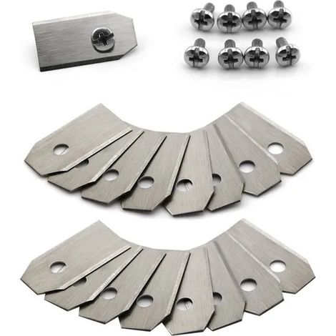 Lot de 30 lames de couteau, lame de rechange, lames de tondeuse en acier inoxydable avec 30 vis de montage – pour tondeuses Gardena – 35 x 18 x 0.75 mm, argenté (1/5)