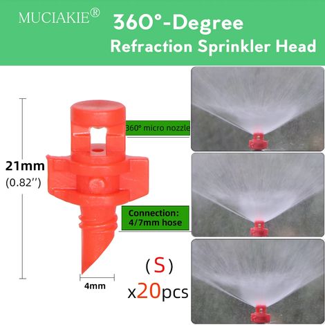 Pipette d'irrigation réglable à 90/180/360°, micro-buse pour arrosage de jardin, buse rotative, pulvérisateur à brouillard avec compensation de diamètre de tuyau 4/7 mm (1/5)