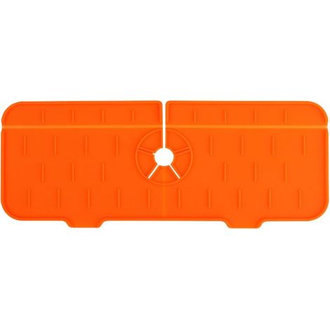 Tapis d'égouttage pour poignée de robinet (orange), tapis de robinet en silicone pour évier, tapis de séchage, cuisine, salle de bain, salle à manger tapis de séchage multifonctionnel (1/4)