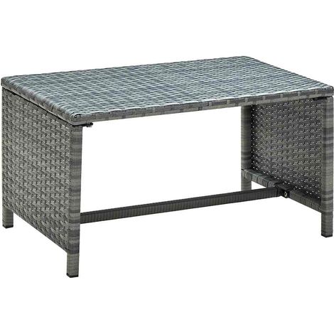 Table basse de jardin en résine tressée anthracite 70 x 40 x 38 cm - PANGIVO (1/4)