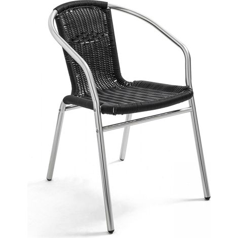 Oviala – Fauteuil de jardin aluminium anodisé – Assise en résine tressée – Empilable – Patins anti-dérapants – Dimensions 51x60x72cm (1/5)
