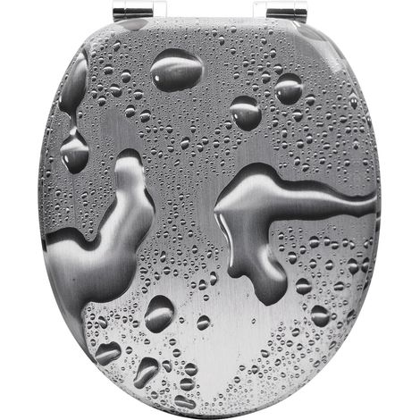 WOLTU Copriwater Universale in Legno Sedile WC Coperchio Tavoletta Copri WC Grigio Goccia Di Rugiada (1/5)
