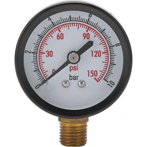 Manomètre 0–10 bar / 0–150 PSI (Filetage G1/4") — Instrument de mesure de pression vertical en acier allié (1/4)