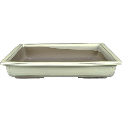 Vaso per bonsai Giapponese Morrisan rettangolare in gres smaltato bianco 22,5x15x4,5 cm - B19-31c (1/4)