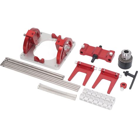 Guide perçage aluminium réglable, gabarit de positionnement pour menuiserie, outil de perçage précis, fixation étau de perceuse, accessoire bricolage bois. (1/5)