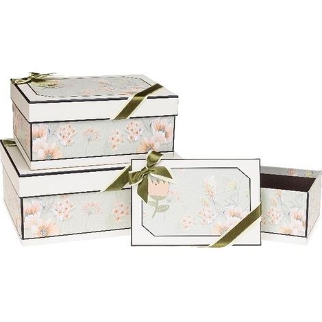 Geschenkbox mit Schleife, 3 Rosettenblüten
