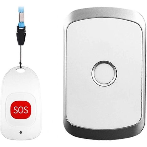Sonnette sans fil connectée /EA/C20 pour maison intelligente, alarme d'urgence pour personnes âgées, télécommande de portée de 80 m, étanche (Argent, Argent) (1/2)