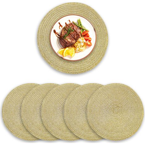 Set De Table Ronde - Coton Et Polypropylene - 18 Cm - Antiderapant Et Isolant Thermique - Pour Table A Manger - Lot De 6 (1/5)