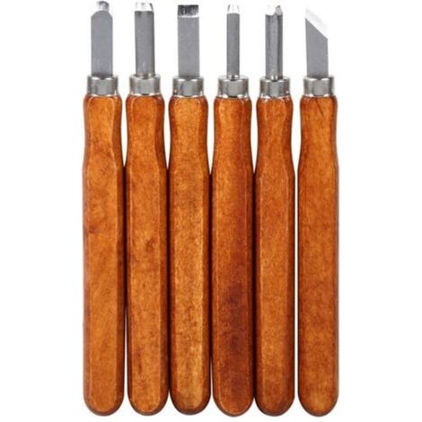Ensemble d'outils de sculpture sur bois, couteau, mini-ciseaux en acier avec manche, kit de loisirs créatifs (6 pièces).