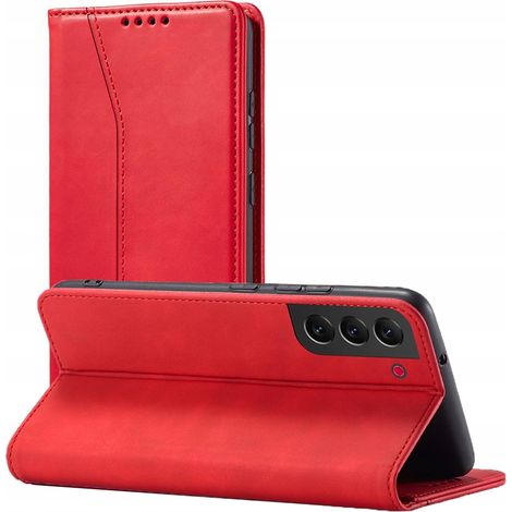 Funda magnética elegante para Samsung Galaxy S23+ con tapa tipo cartera y soporte, color rojo. (1/5)