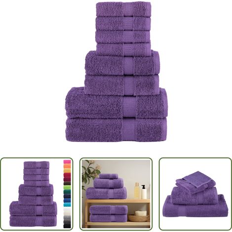 vidaXL Baumwolle Handtuch - 8 tlg. Premium-Handtuch-Set SOLUND Lila 600 g/m² (1/5)