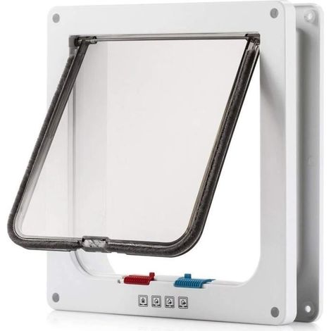Chatière - HAUTSTORE - Grande Chatière - 4 Modes de Verrouillage - Blanc - 25cm x 24cm (1/4)