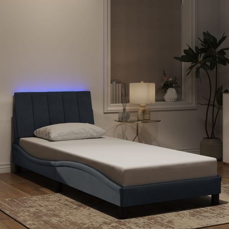 Bettgestell mit LED-Leuchten Dunkelgrau 90x200 cm Samt vidaXL153807 (1/5)
