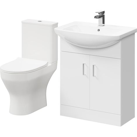 Piura White 650mm 2 Door Vanity Unit and Toilet Suite (1/5)