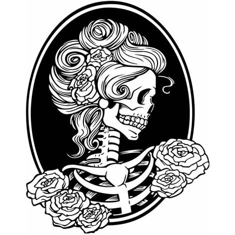 Stickers muraux auto-adhésifs tête de mort féminine, autocollants amovibles pour fenêtres, imperméables, décorations d'Halloween, papier peint, chambre, toilettes, intérieur et extérieur. (1/5)