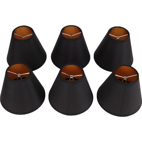 Kronleuchter-Lampenschirme, 6er-Set, schwarz und gold, moderne Klemmfassung für E14-Glühbirnen, Kerzenleuchter (1/4)