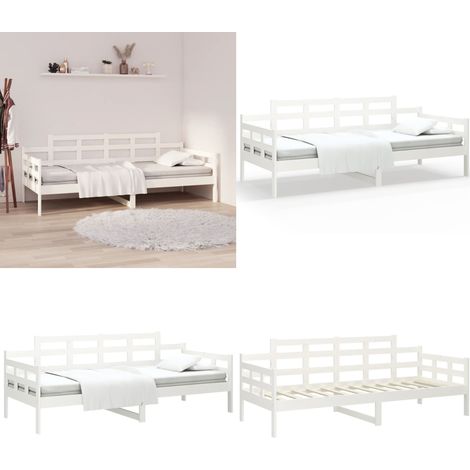 Tagesbett Weiß Massivholz Kiefer 90x200 cm - Holzbett - Kiefernholzbette - Gästebett - Daybed - Wohnraumgestaltung - Home & Living (1/5)
