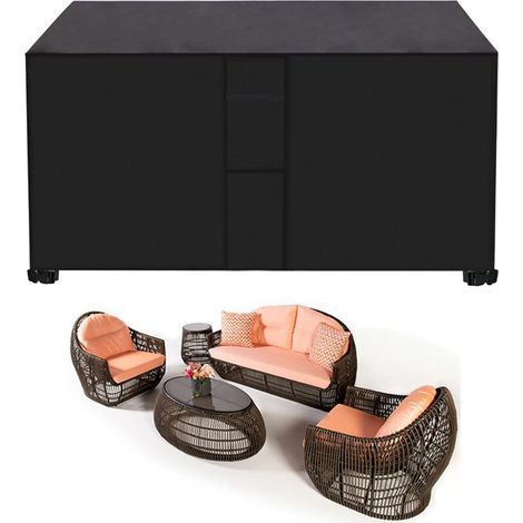 Housse Salon Jardin 120x120x74 cm – 420D Oxford – Imperméable, Anti-UV – pour Table (1/4)