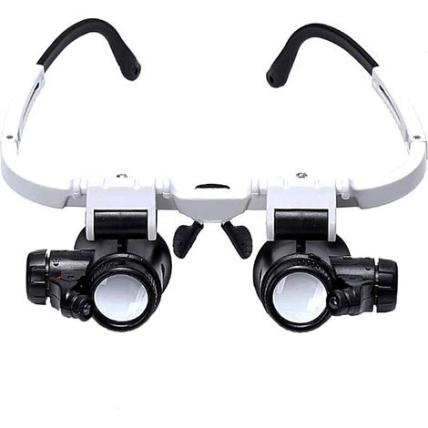 Lunette Loupe avec 2 Lumières LED Loupe Binoculaire Lampe Loupe Grossissante pour Horloger, Lecture, Bijoutier, Couture 8X-15X-23X