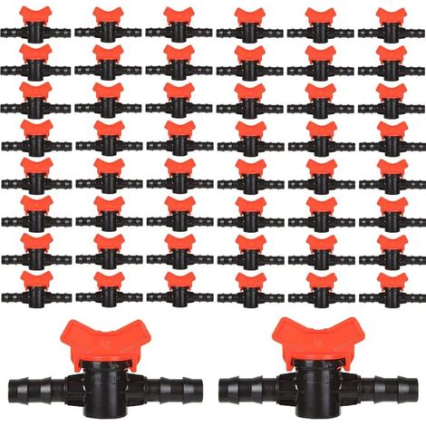 Lot de 50 Tuyau Vanne d'irrigation, Raccord Tuyau 16mm Robinet Plastique Jardin pour Système d'irrigation, 16 mm Vanne Tuyau Arrosage pour Rraccord Tuyau Arrosage Goutte à Goutte Jardin (1/4)