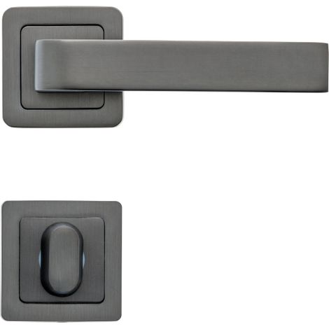 AYR Lot de 2 poignées CANELA graphite mat + 2 rosaces condamnation graphite mat (1/4)