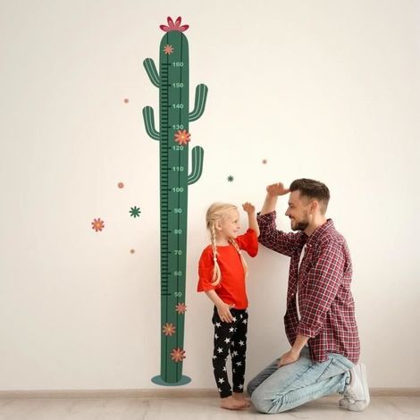 Stickers Muraux Cactus Vert Floral Hauteur Toise Amovible Autocollants Mural Plantes DIY Décoration Murale Chambre de Bébé Chambre (1/4)