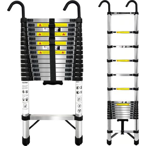 Brstheco Échelle télescopique 5,1m Acier inox 150kg Tapis voiture (1/5)