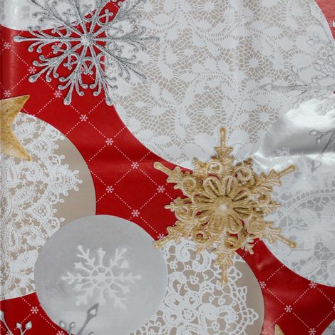 Nappe Toile cirée au mètre Boules de Noel rouge