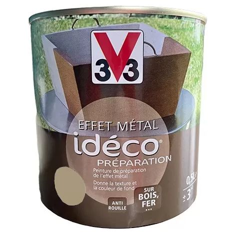 V33 – Peinture effet métal pour bois d'intérieur – Préparation or vieilli 0,5 L – Texture et couleur de fond pour finition décorative (1/3)
